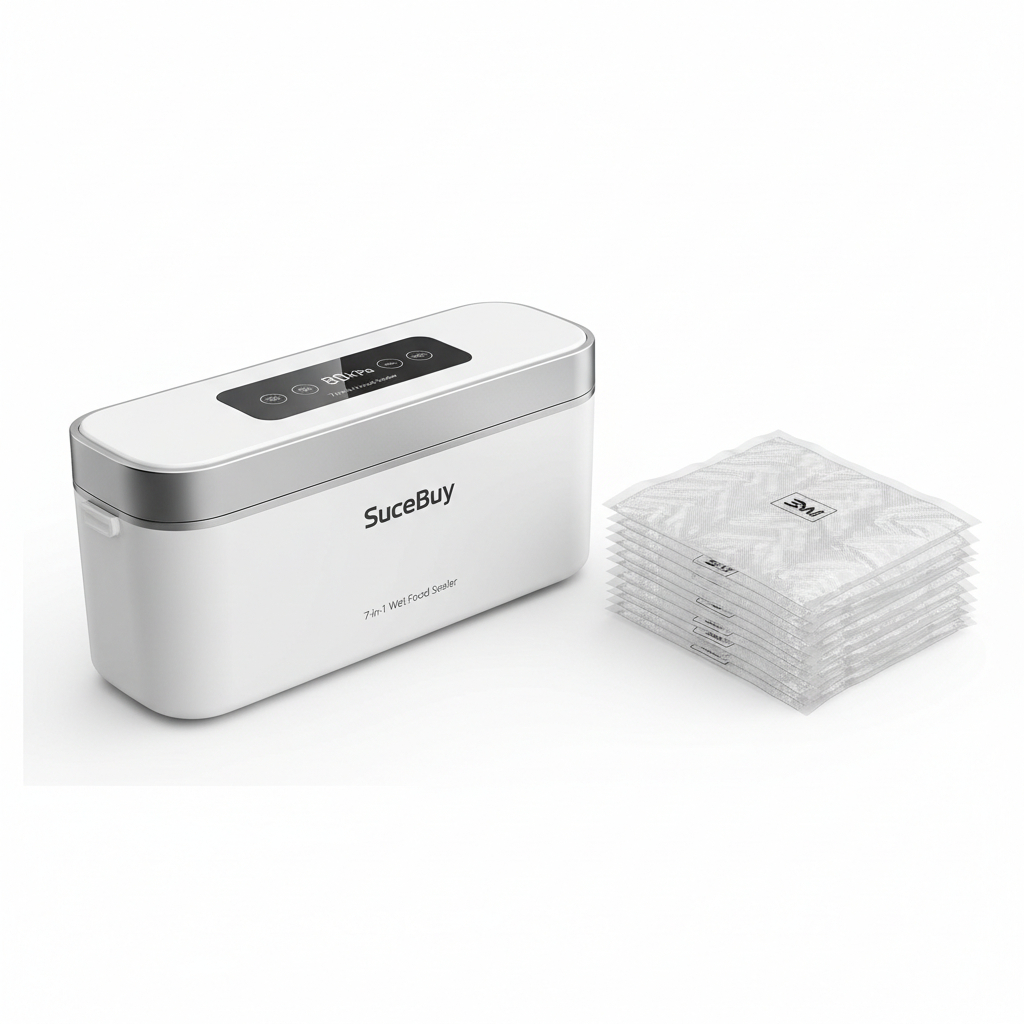 SucceBuy 80Kpa 120W Electric Vacuum Sealer Machine 7-in-1 Wet Food Sealer with Free 10pcs Vacuum Bags for Kitchen Food Storage